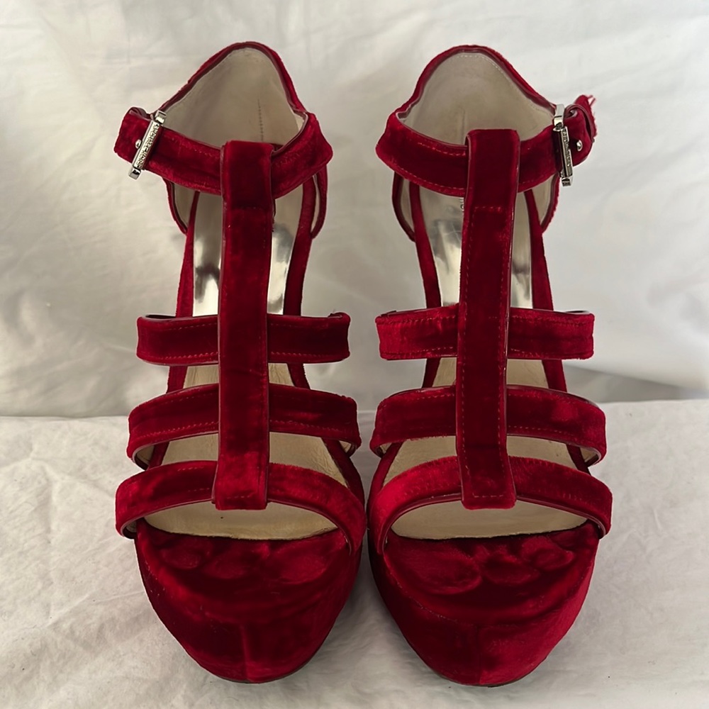 Michael Kors - Red Velvet Platform Wedges - size 8
